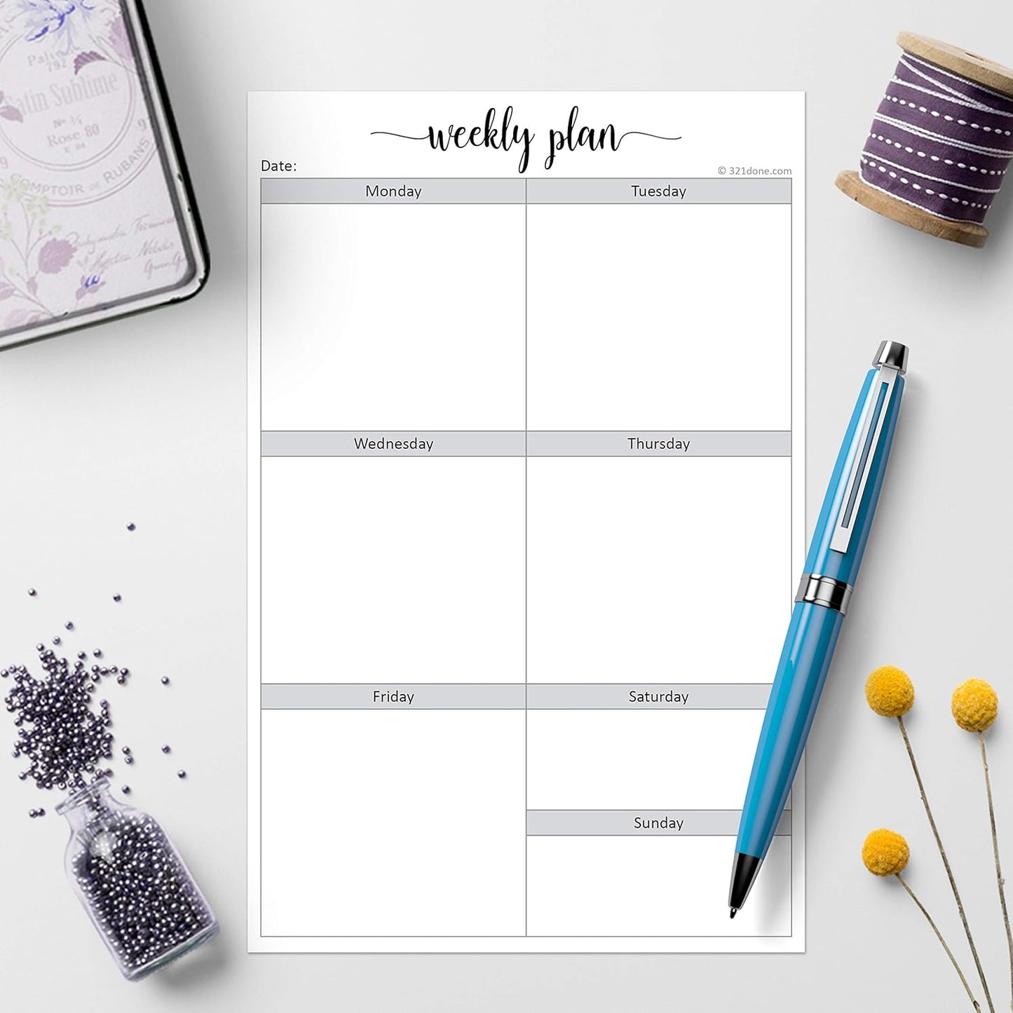 321Done Weekly Checklist Notepad - 50 Sheets (5.5" x 8.5") - This Week to Do Notepad Tear Off Planning Pad, Planner Checklist Organizing - Made in USA - Simple Script