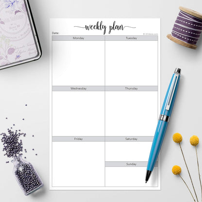 321Done Weekly Checklist Notepad - 50 Sheets (5.5" x 8.5") - This Week to Do Notepad Tear Off Planning Pad, Planner Checklist Organizing - Made in USA - Simple Script