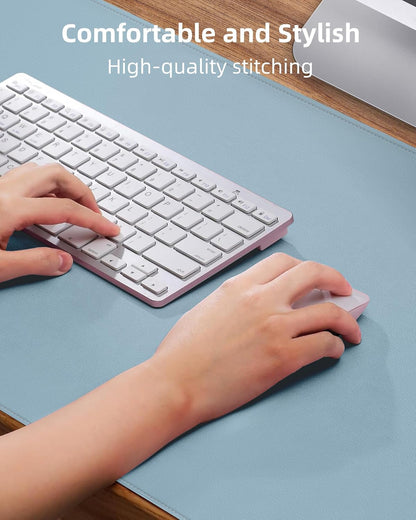 AFIING Desk Pad Protector 23.6" x 13.7" - Non-Slip Waterproof PU Leather Desk Mat for Mouse, Keyboard, Laptop, Office and Home Workspace (Beige)