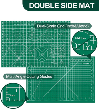 10 Pcs Self Healing Cutting Mat Bulk, 12"×18" Rotary Cutting Mats for Crafts, A3 Sewing Boards for Fabric Quilting Scrapbooking Precision Cutting Double Sided 5-Ply