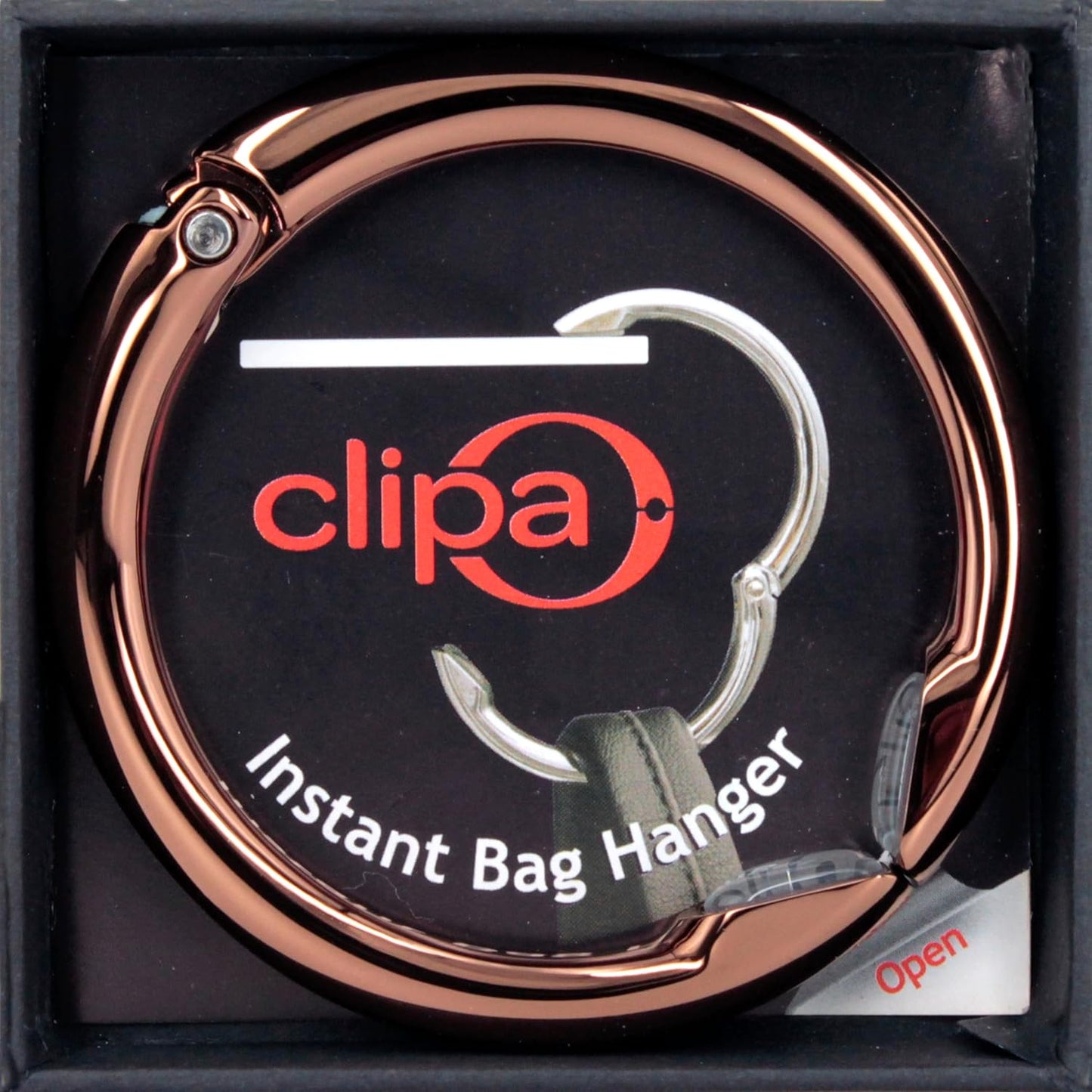 Clipa Bag Hanger - The Ring that Opens Into a Hook, Closes Automatically | Hangs Almost Anywhere in Just 1/2" of Space | Holds 33 lbs | 9 Styles | 3 yr Warranty