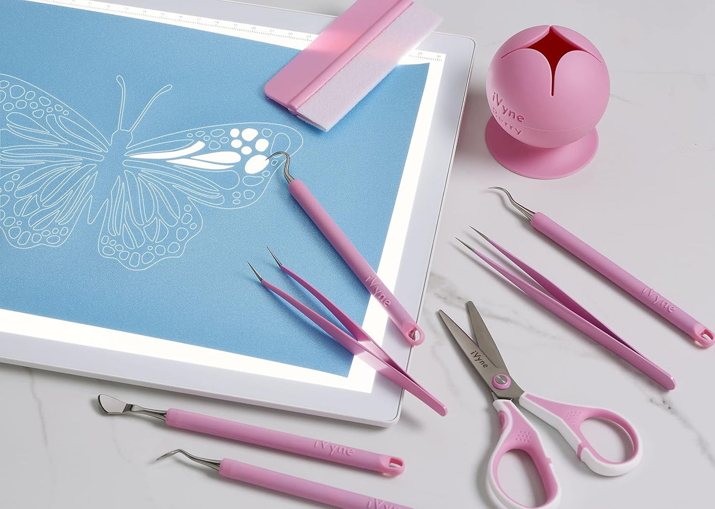 iVyne Complete Set Rechargeable A4 Light Pad, Weeding Tools for Vinyl, Scrap Collector for Cricut and Silhouette Machines for Every Tracing, Drawing Projects (Green)