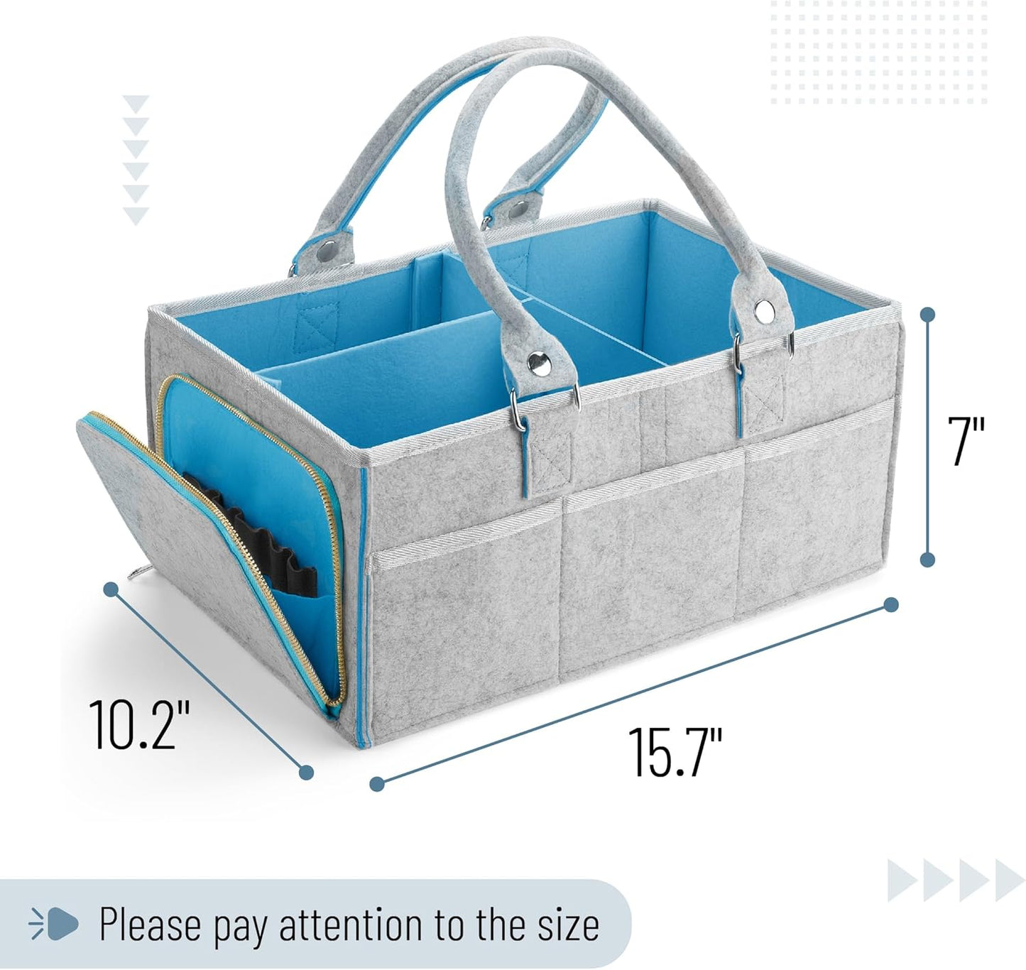 Mr. Pen- Baby Diaper Caddy Organizer, Gray, Medium, Nursery Storage Bin and Car Organizer for Diapers and Baby Wipes
