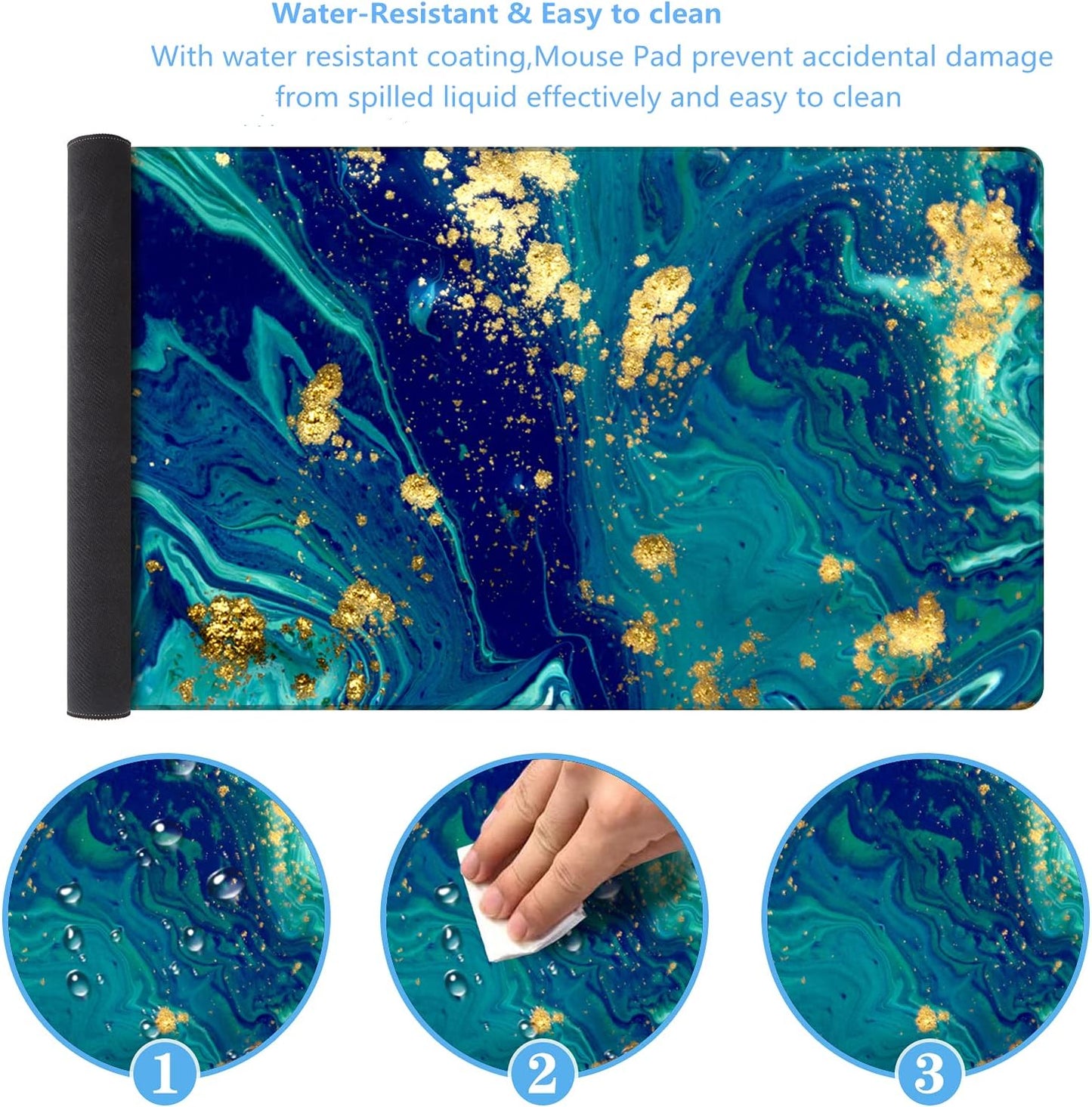 iCasso Desk Cover Mat, Office Mouse Pad, Desk Protector Mat, Extra Large Matt for Desktop,Anti-Slip XXL Big Mousepad with Stitched Edges for Computer Keyboard Retro Black - Colors A