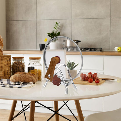 Cutting Board Rack - Stainless Steel Chopping Board Pot Lid Holder Stand with Flower Decor, Stable Triangle for Kitchen Countertop Pots Pan Plate Cutting Boards Cooking Mats Cookware