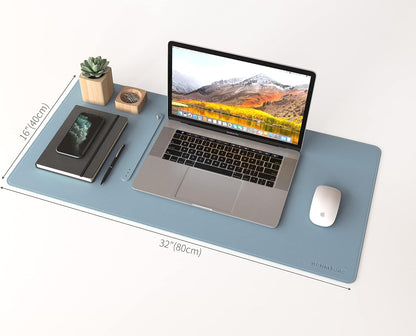 RENMTURE Dual-Sided Mouse Pad, Natural Cork & PU Leather Large Desk Pad for Office and Home Work, Desk Protector Non-Slip, Waterproof, Easy Clean (Olive Green, 32"x16")
