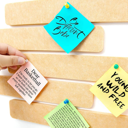 Felt Pin Board Bar Strips Bulletin Board for Bedrooms Offices Home Wall Decoration, Notice Board Self Adhesive Cork Board with 35 Push Pins for Paste Notes, Photos, Schedules