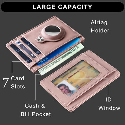Slim Minimalist Front Pocket Air Tag Wallet, RFID Blocking Card Holder Wallet with Airtag Holder