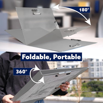 18x24 Clipboard - Foldable 18x24 File Folder & Drawing Board - Folds to 11x17 Clipboard, 4 Clips, Corner Protectors, Portable Art Portfolio, Architecture Folder, 11x17 Binder, Portfolio Binder (Green)