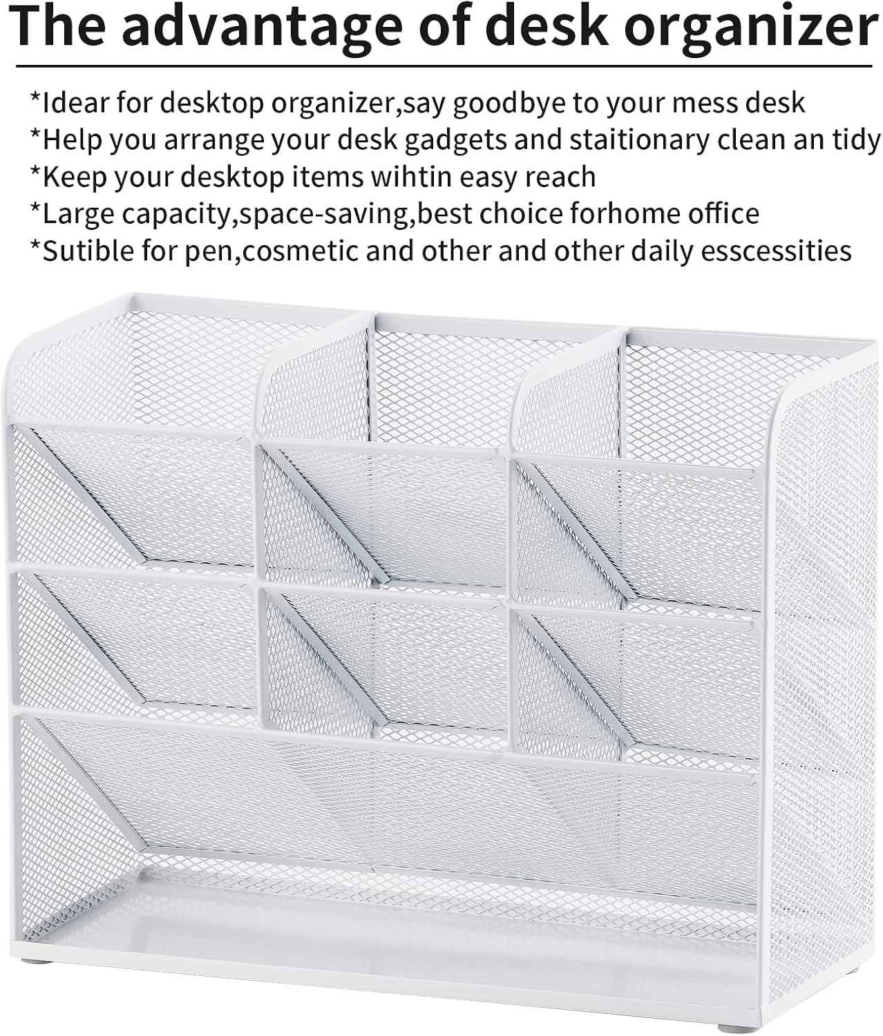 Marbrasse Mesh Desk Organizer, Multi-Functional Pen Holder, Desktop Stationary Organizer, Storage Rack for School Home Office Art Supplies (Mesh Pen Holder)