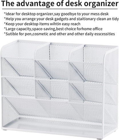 Marbrasse Mesh Desk Organizer, Multi-Functional Pen Holder, Desktop Stationary Organizer, Storage Rack for School Home Office Art Supplies (Mesh Pen Holder)