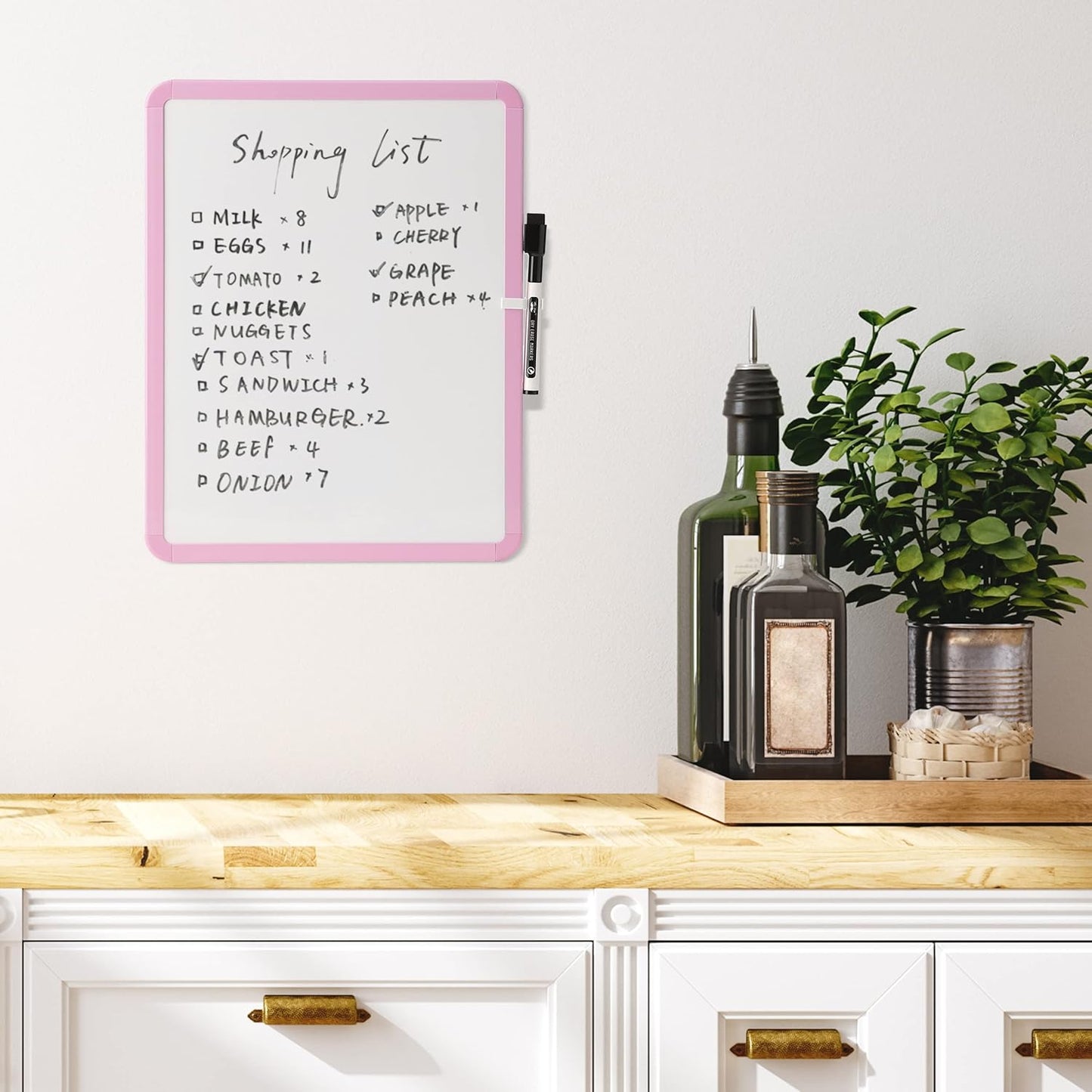 Mr. Pen- Dry Erase Board, 14” x 11” with a Black Dry Erase Marker, White Frame, Small Mini White Board for Students, Fridge, Wall, Locker, Includes Double Sided Tapes