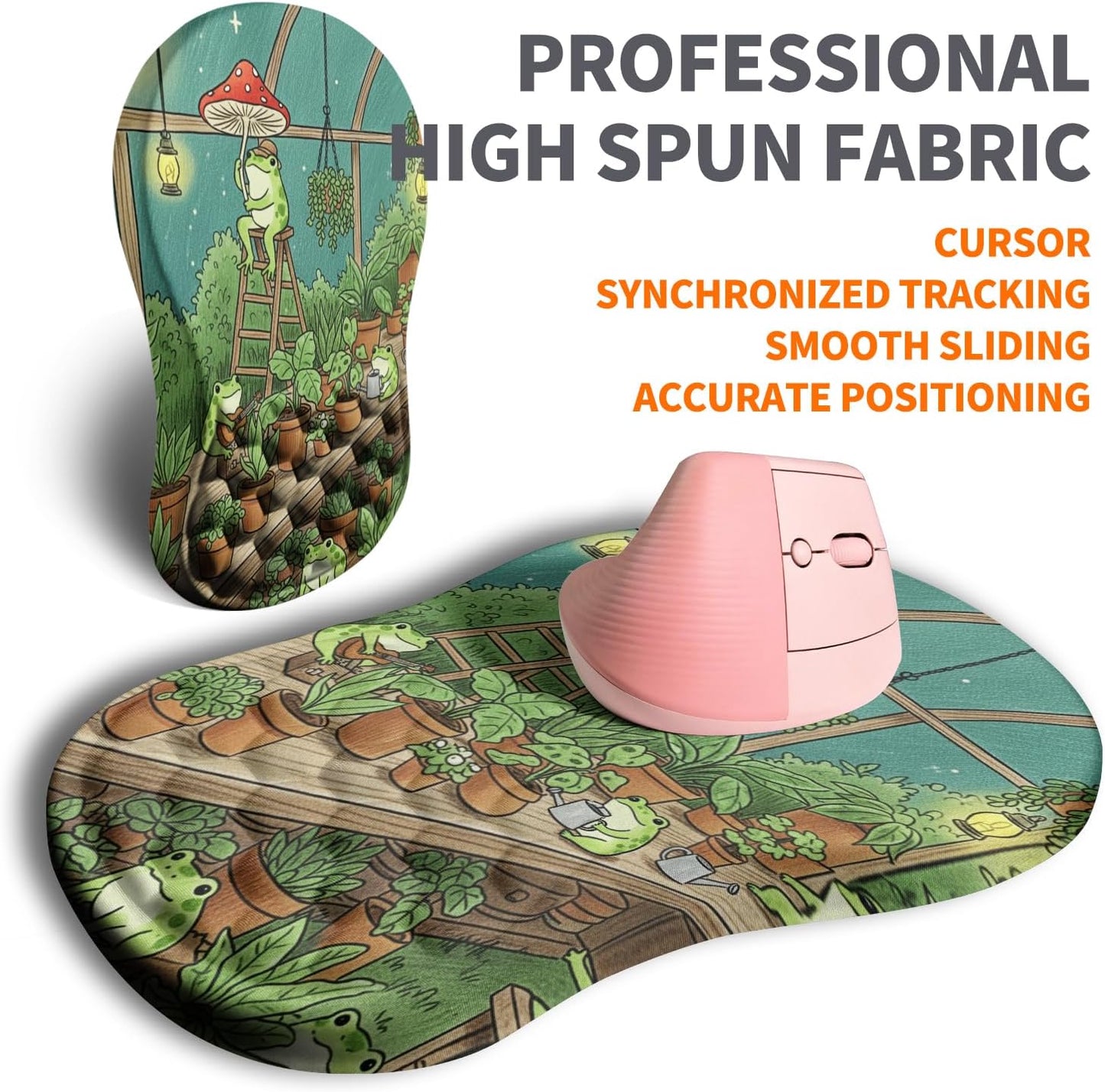 Ergonomic Joint Wrist Support Mouse Pad with Memory Foam Cushion Massage Bump, Carpal Tunnel Pain Relief Mousepad Slope Design for Wrist Rest, 11.8x7.9 in, Black