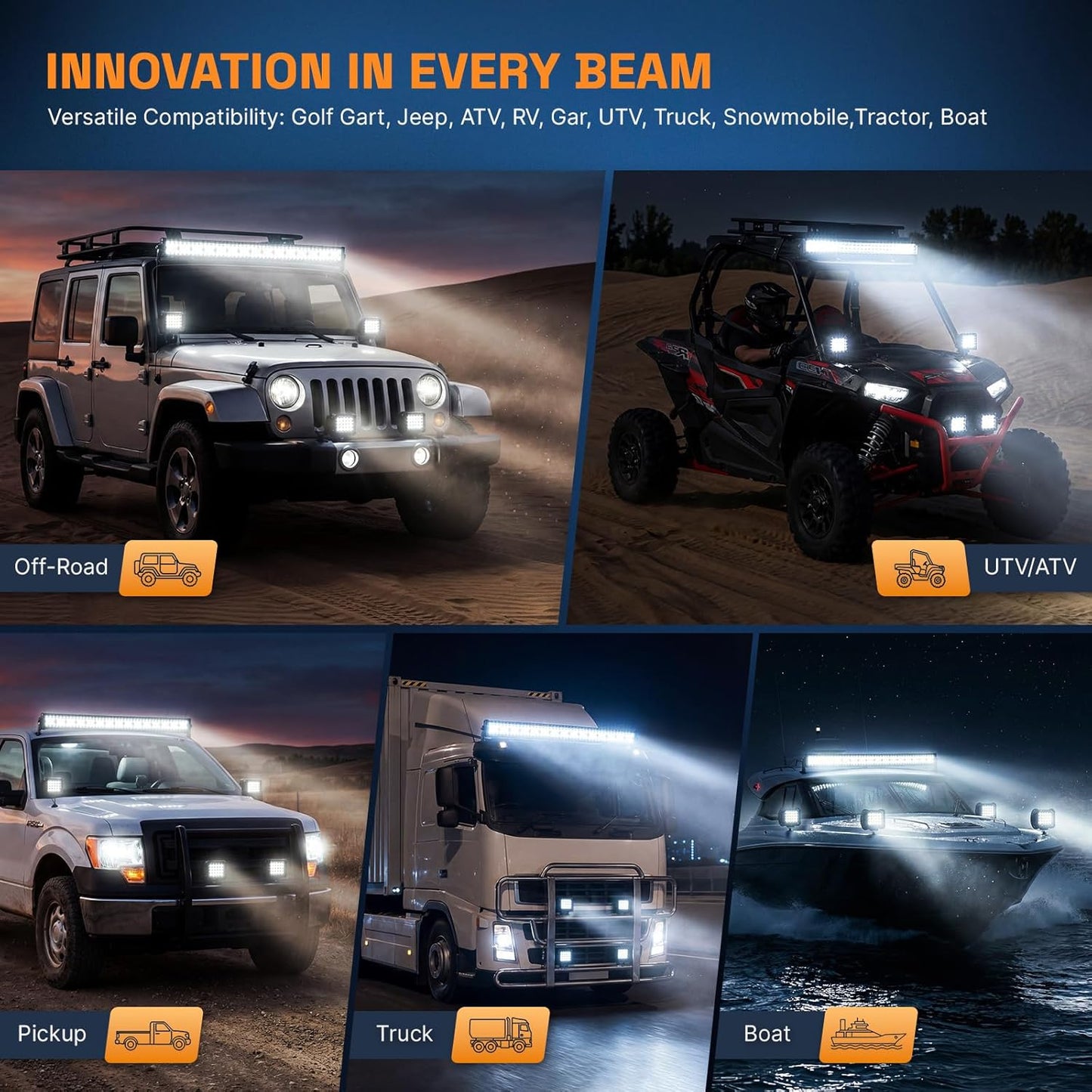 LED Light Bar Kit, 32Inch 585W Ultra Slim Double Row Light Bars, 4PCS 72W Led Cube Pods with Wiring Harness, Off Road Driving Fog Work Lights for Trucks SUV ATV UTV Tractor Pickup Boat