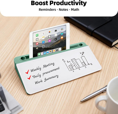 Desktop Whiteboard, Glass Dry Erase Board, Desk Board Buddy,Computer Keyboard Stand,Desk Whiteboard Organizer for Home,Office,School Supplies(White)