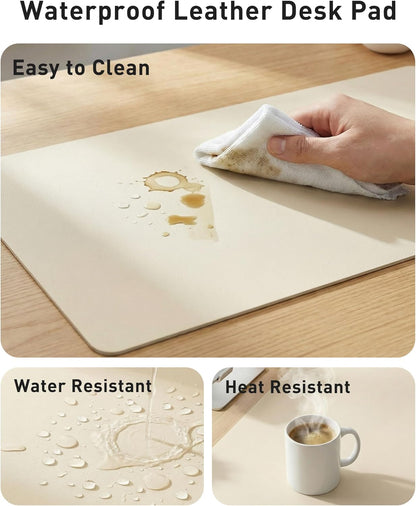 Aothia Non-Slip Waterproof PU Leather Desk Pad Protector for Mouse, Writing Desk, Office, Home, Laptop Blotter, 23.6" x 13.7", Black - Colors B