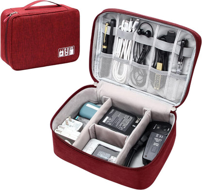SELLYFELLY Electronic Bag Travel Cable Accessories Bag Waterproof Double Layer Electronics Organizer Portable Storage Case for Cable, Cord, Charger, Phone, Adapter, Power Bank, Kindle, Hard Drives