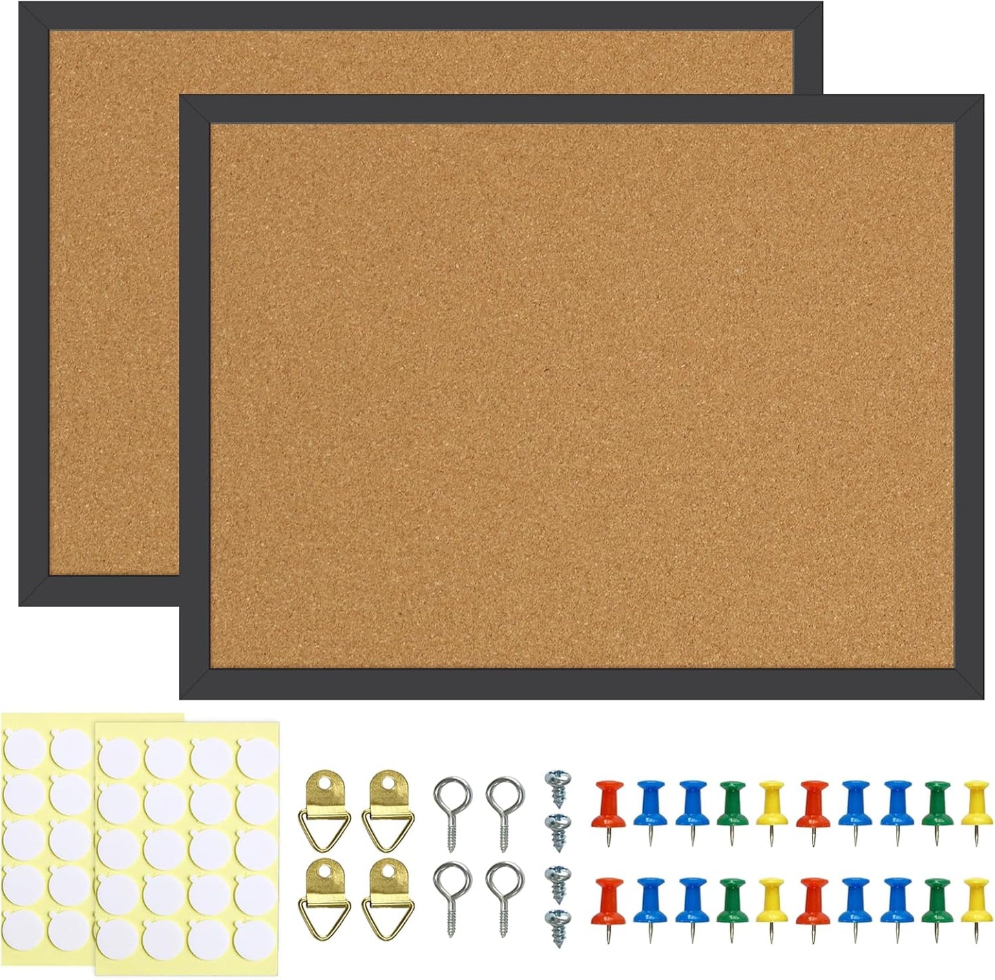 2 Pcs Cork Board, 17.7''x13.3'' Bulletin Board, Wooden Framed Corkboards for Wall, Small Cork Board, Vision Board Supplies, Prayer Board, Picture Board for Photos, Office, Home Decor, School