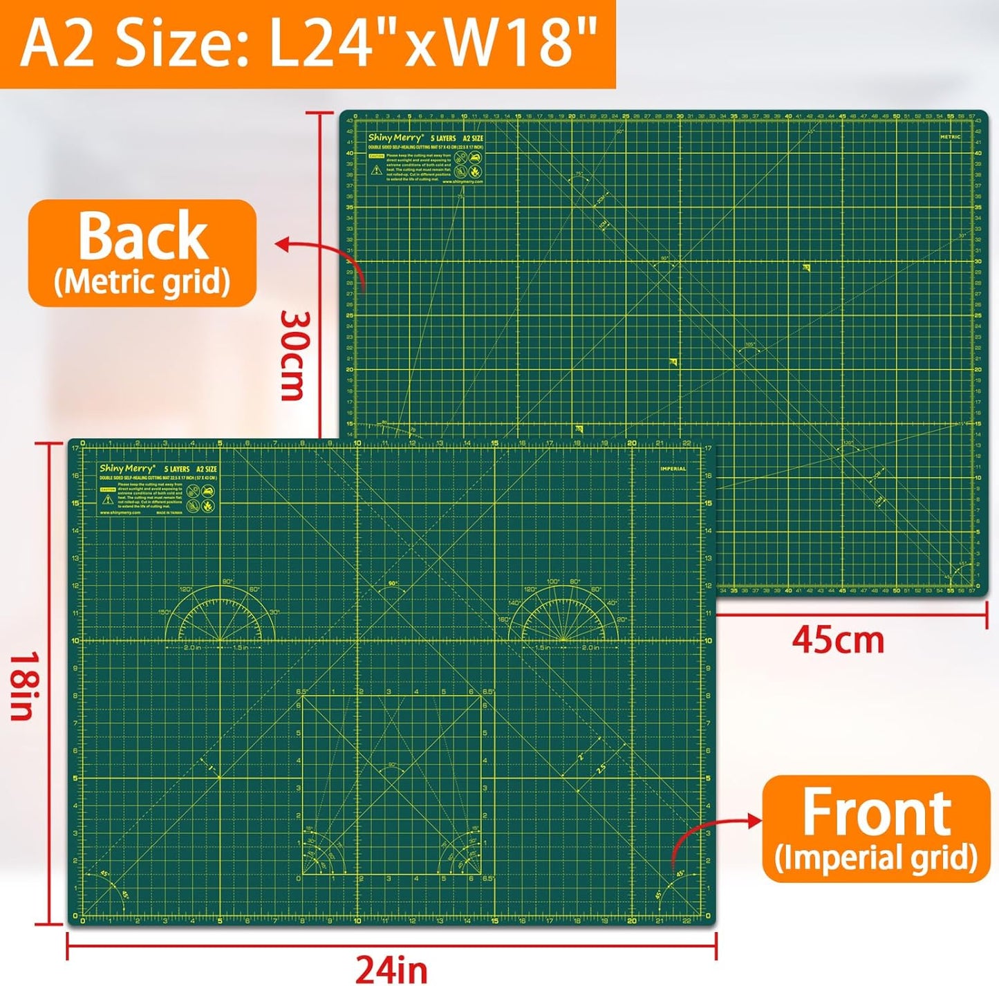 Self Healing Cutting Mat A3 12"x18" – Double Sided 5-Ply Craft Mat for Sewing, Quilting, Fabric, Scrapbooking – Pink/Purple