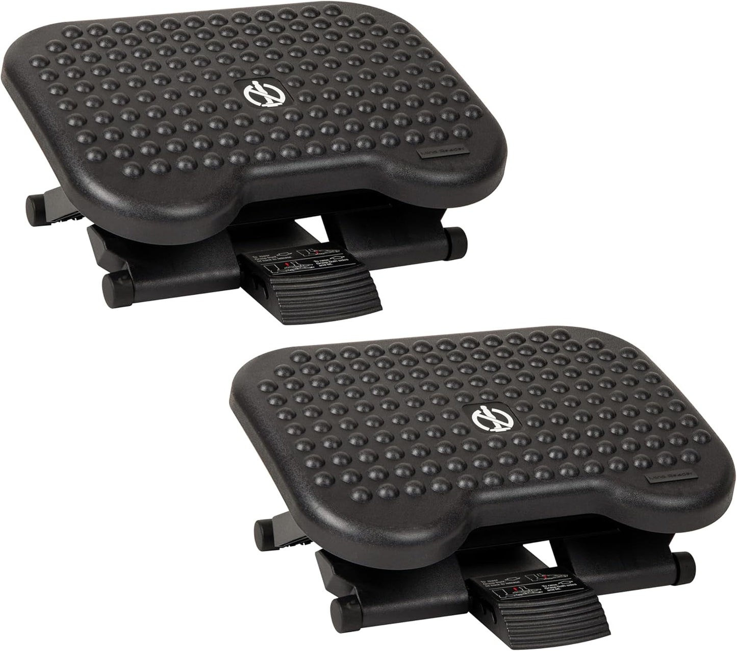 Mind Reader Foot Rest, Under Desk at Work, Ergonomic, Height Adjustable, Office, Plastic, 17"L x 13"W x 6.25"H, Black