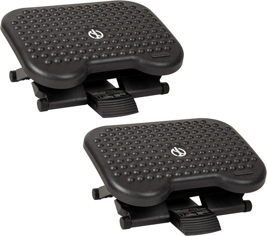 Mind Reader Foot Rest, Under Desk at Work, Ergonomic, Height Adjustable, Office, Plastic, 17"L x 13"W x 6.25"H, Black