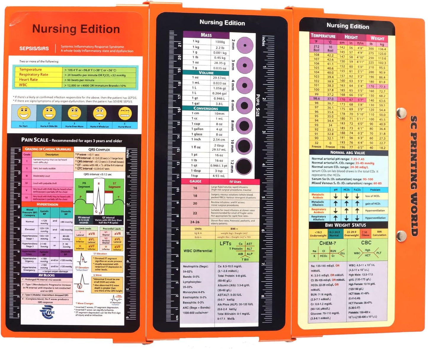 Nursing Clipboard Foldable with Medical Edition Cheat Sheets, 3 Layers Aluminum Foldable Clipboard for Nursing, Notepad for Students, Nursing School Essentials (Black)