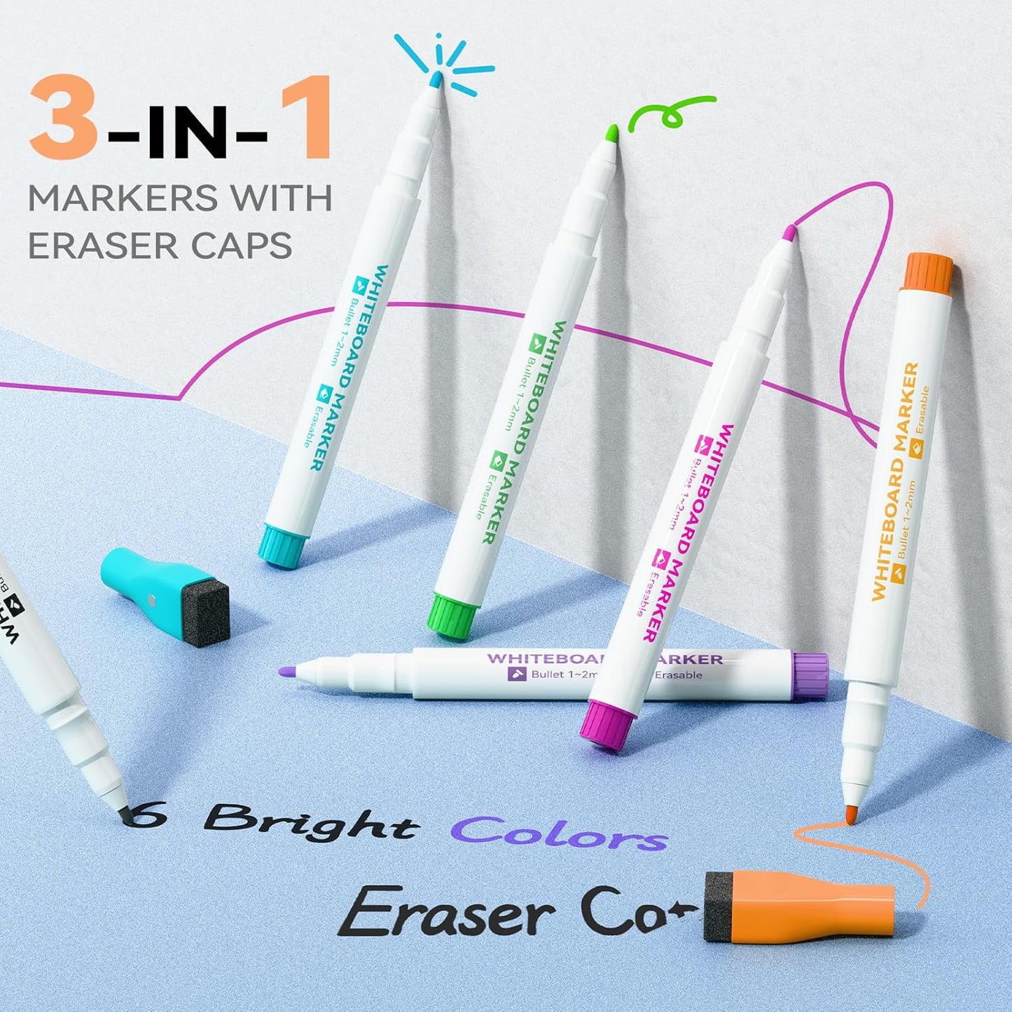 Marsrock Dry Erase White Board with Stand,Double-Sided Weekly Whiteboard 16"x12", 10 Markers, 6 Magnets, 1 Eraser, Portable Desktop Whiteboard for Planning,Weekly Schedule Board for School for Home