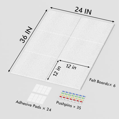 Neatsure Large Cork Board for Wall, Black Felt Bulletin Board with Pushpins, 36" x 24" 6 Panels Wall Tiles, Tack Push Pin Boards for Office