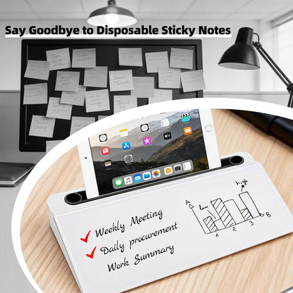 Desktop Whiteboard, Glass Dry Erase Board, Desk Board Buddy,Computer Keyboard Stand,Desk Whiteboard Organizer for Home,Office,School Supplies(White)