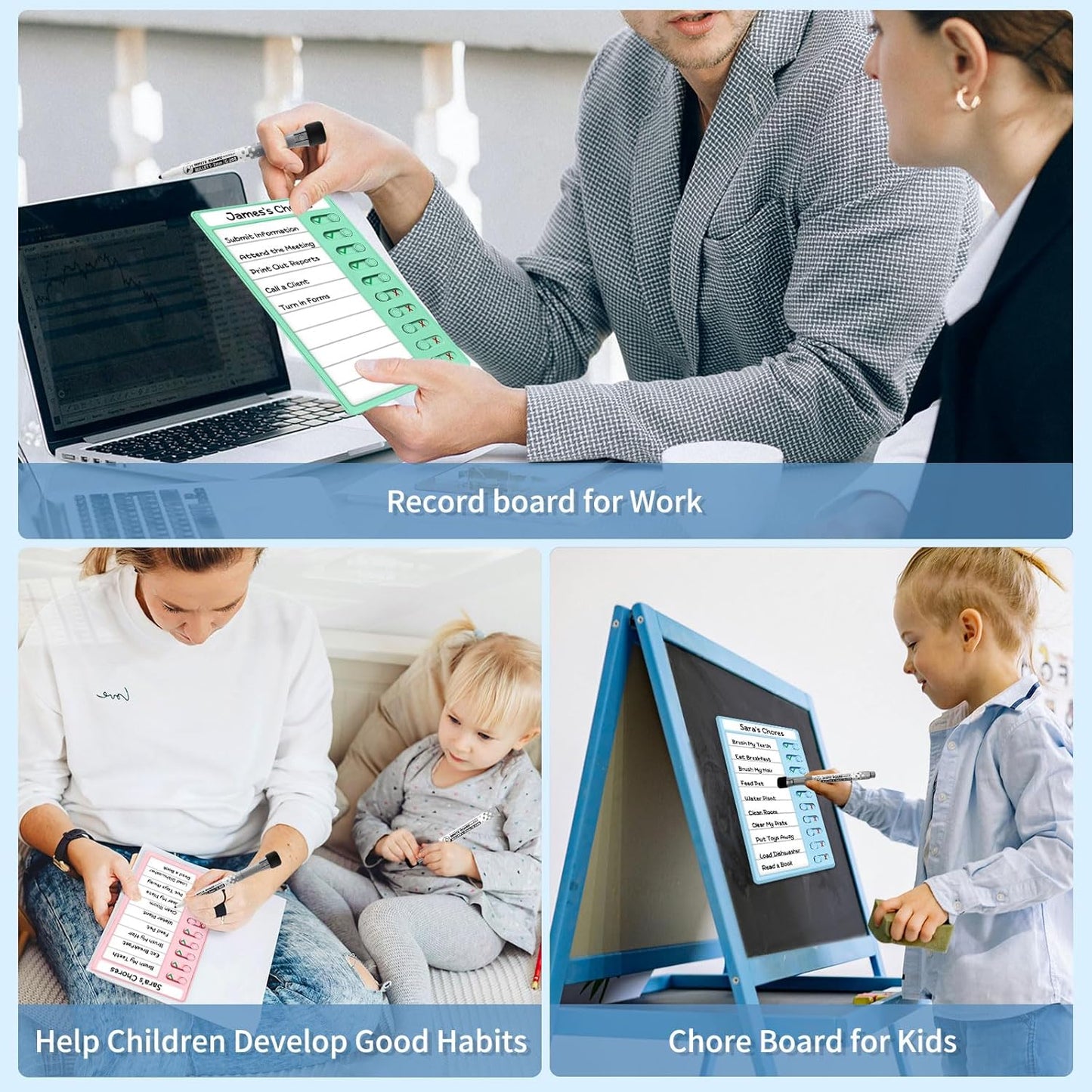 4 Pcs Chore Chart for Kids Multiple Kids Dry Erase Board for Fridge, Magnetic Visual Schedule, My Chores Slider Chart Plastic to Do List ADHD Tools, Sliding Routine Chart, Daily Checklist