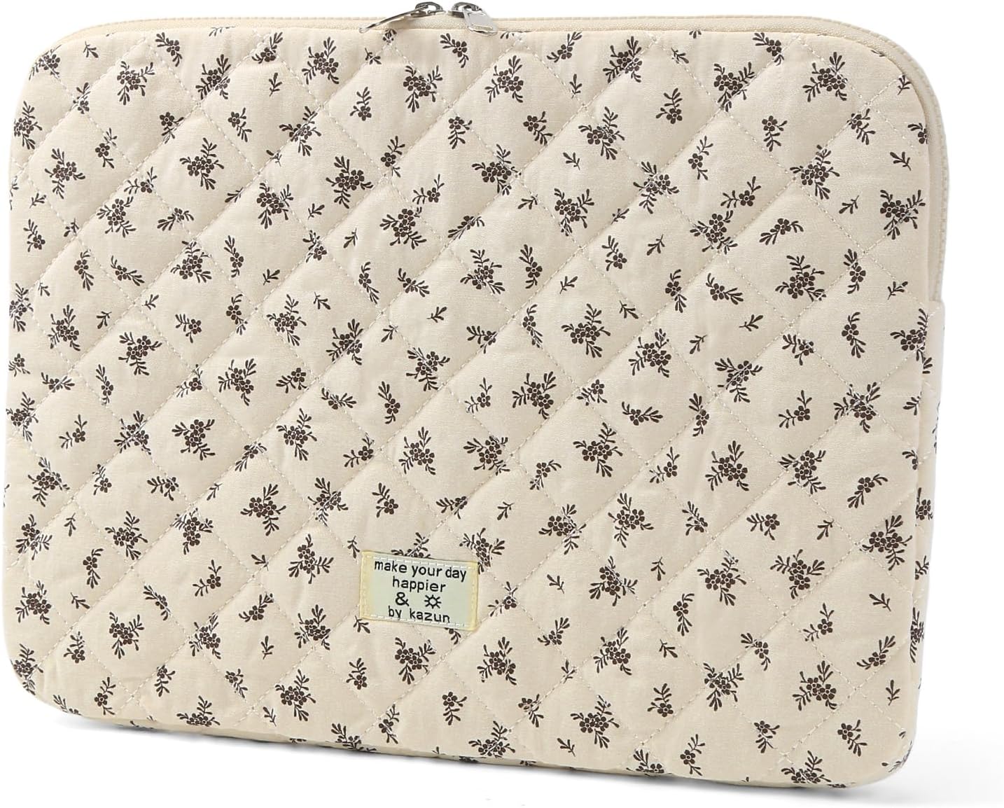 Puffy Laptop Sleeve 13 Inch Cute Quilted Laptop Protective Case Padded Floral Computer Sleeve for MacBook (A-Blue, 13 Inch)