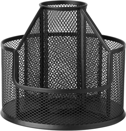 Pencil Holder, Rotating Desk Organizer, Metal Pen Organizer Mesh Pen Holder Office Desk Accessories Cute Office, School, Home,Art Suppliers (Black)