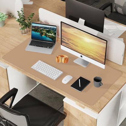 AFIING Large Desk Mat 47" x 17", Dual-Sided Natural Cork & PU Leather Desk Pad, Non-Slip Waterproof Mouse Pad for Office, Home & Gaming, Black