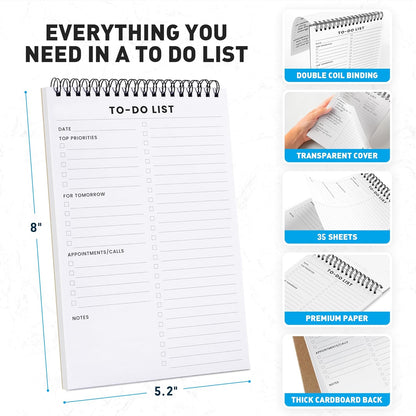 To Do List Notepad: With Multiple Functional Sections - Large Size 8.5x11" 52 Sheets - Tear Off Daily Planner Notebook - Task CheckList Organizer Agenda Pad for Work - Note, Plans, Goals, Grocery, and