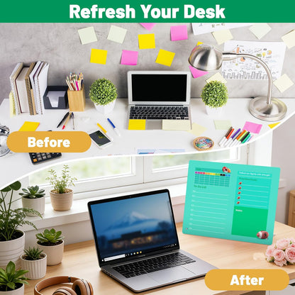 LeMotech Desktop Acrylic Dry Erase Board, 12x10 inches to-Do List Planner, Tabletop Whiteboard with Stand Office Supplies Includes 2 Markers & 1 Eraser, Pink Rose Pattern, 1 Pack