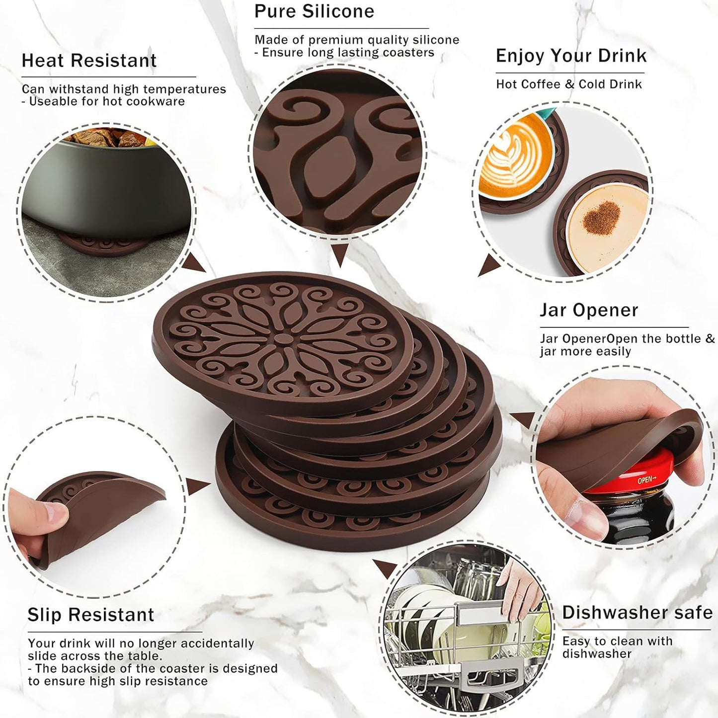 Silicone Coasters for Drinks,Resistant Reusable Drink Coasters-Great Gift for Birthday, Housewarming,Room Decor,Holiday Party (*2-Gray)