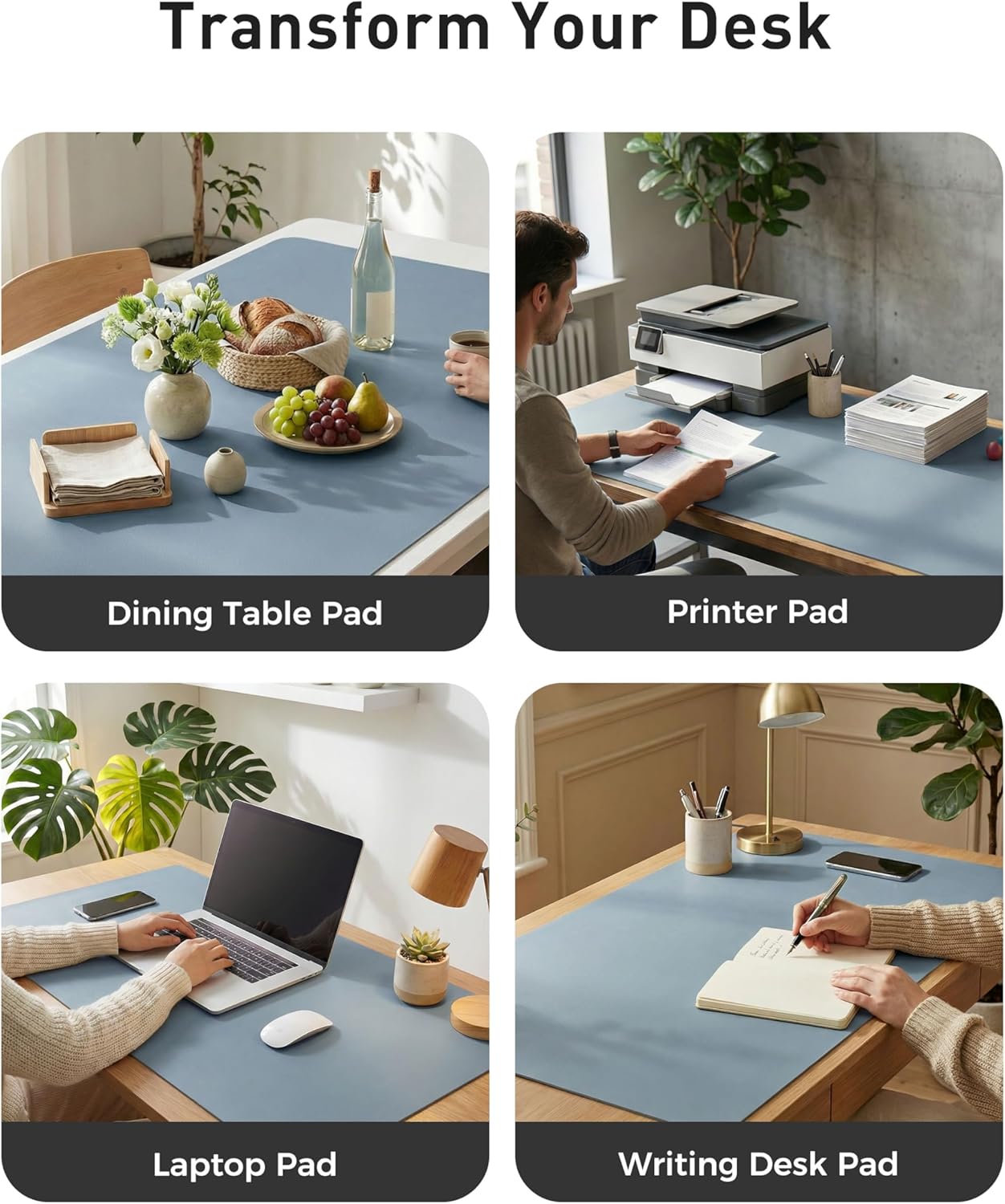 Aothia Non-Slip PU Leather Waterproof Laptop Desk Pad Protector, Blotter Mat, Writing and Mouse Pad for Office & Home, Beige, 23.6" x 13.7" - Colors A