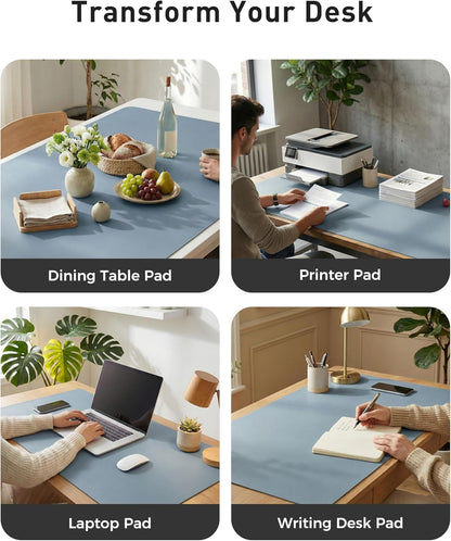 Aothia Leather Desk Pad Protector, Mouse Pad, Office Desk Mat, Non-Slip PU Leather Desk Blotter, Laptop Desk Pad, Waterproof Desk Writing Pad for Office and Home (Brown,23.6" x 13.7") - Colors B