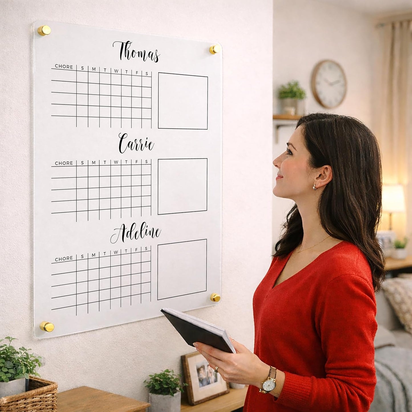 Chore Chart for Kids Personalized Dry Erase Board Goal Incentive Reward Chart for Kids Monthly and Weekly Calendar Family Habit Tracker