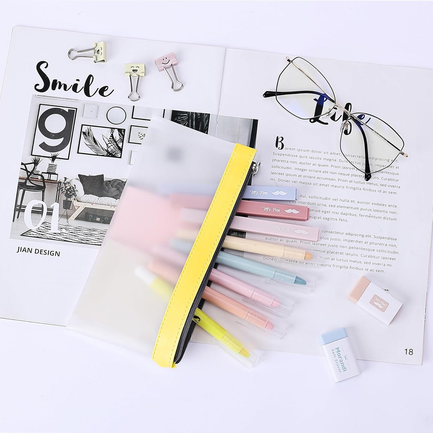 Mr. Pen- Clear Pencil Pouch, 8.50"x4.25", 3 Pack, Durable TPU Material, Medium Water-Resistant Pencil Bags with Smooth Zipper, Multipurpose Clear Pouch for Stationery, School, Office, Travel Supplies