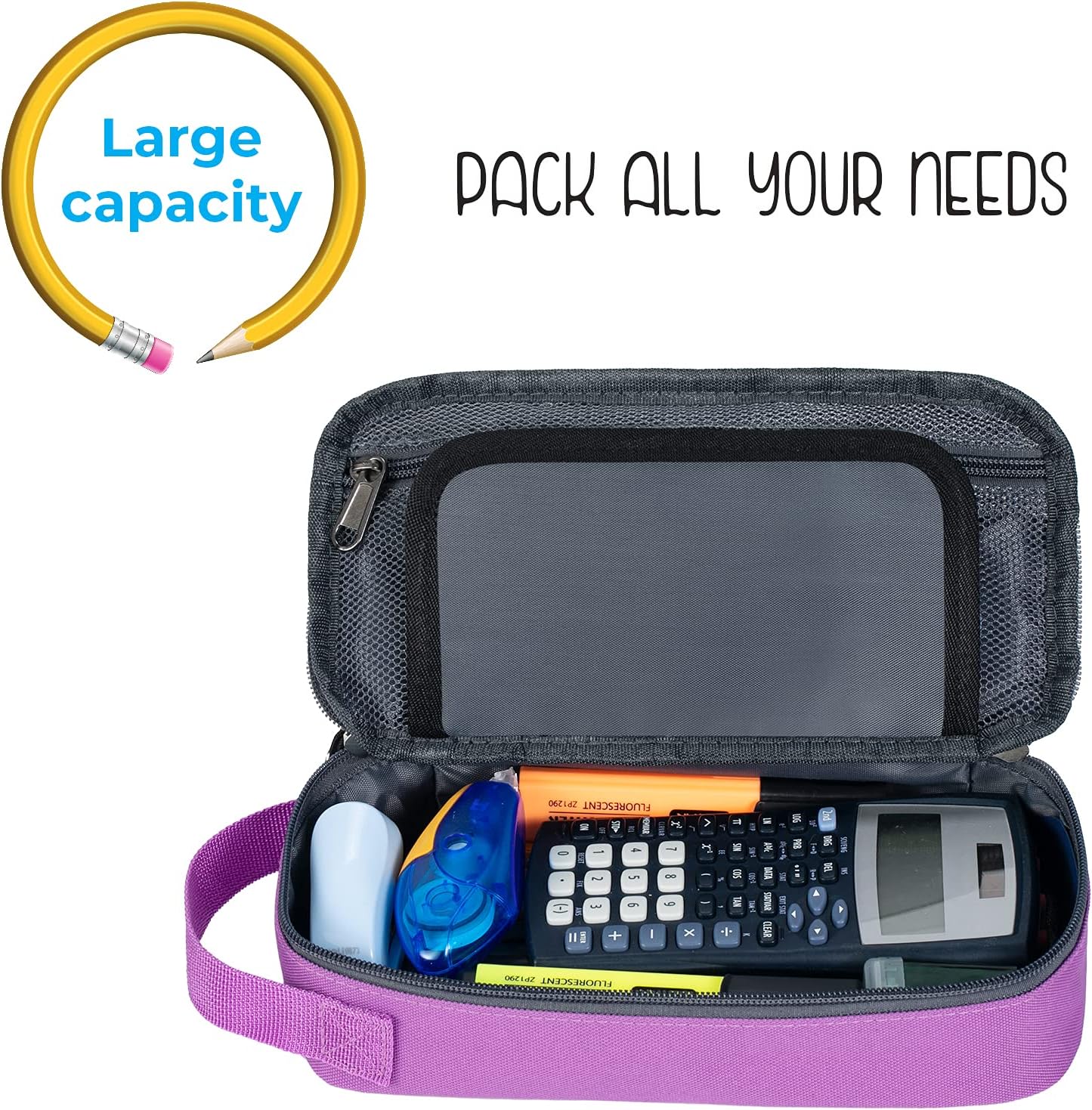 ECHSRT Large Pencil Case, Aesthetic Pen Pouch with Big Capacity, Minimalist Portable Stationery Bag with Handle for Office Organizer Aesthetic Pencil Cases