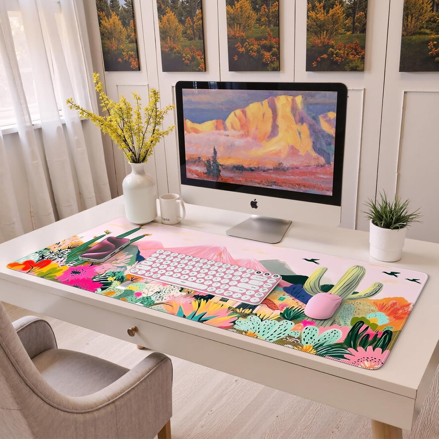 iCasso Desk Cover Mat, Office Mouse Pad, Desk Protector Mat, Extra Large Matt for Desktop,Anti-Slip XXL Big Mousepad with Stitched Edges for Computer Keyboard Retro Black - Colors A