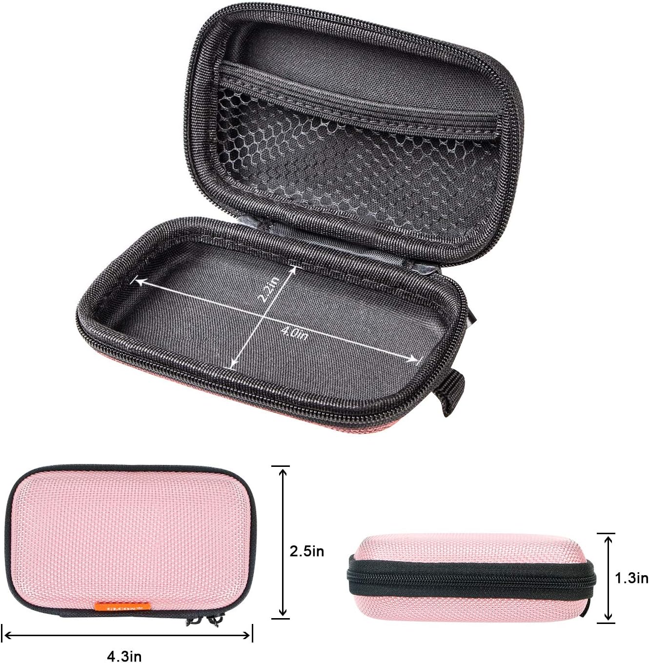 Earphone Earbud Carrying Case Holder - Lightweight Mini Universal Storage Pouch Bag for Wired Earbuds, Airpods, Bluetooth Headset, Wall Charger Adapter, USB Cable, Cell Phone Accessories - Pink