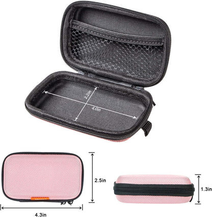Earphone Earbud Carrying Case Holder - Lightweight Mini Universal Storage Pouch Bag for Wired Earbuds, Airpods, Bluetooth Headset, Wall Charger Adapter, USB Cable, Cell Phone Accessories - Pink