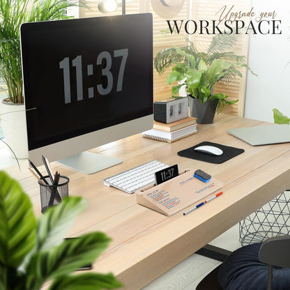 Birch Small Desktop Glass Whiteboard & Magnetic Calendar – Dry Erase Desk Pad Keyboard Stand with Storage, Adjustable Dividers, 3 Markers & Eraser – Office, Home & School (Moss)