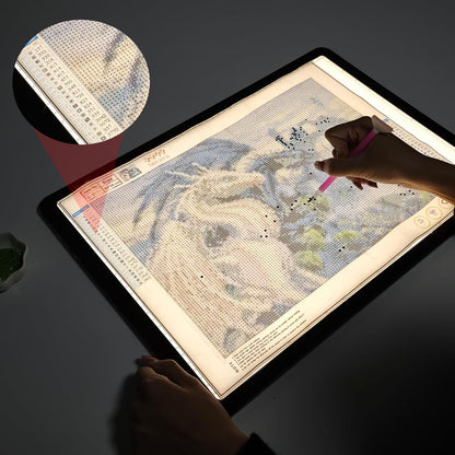YINGWOND Rechargeable A4 Light Box for Tracing,Ultra-Thin 9000LUX Super Bright Wireless Light Pad with Adjustable Brightness Color,13.9x10 in Light Board for Diamond Painting Drawing Sketching