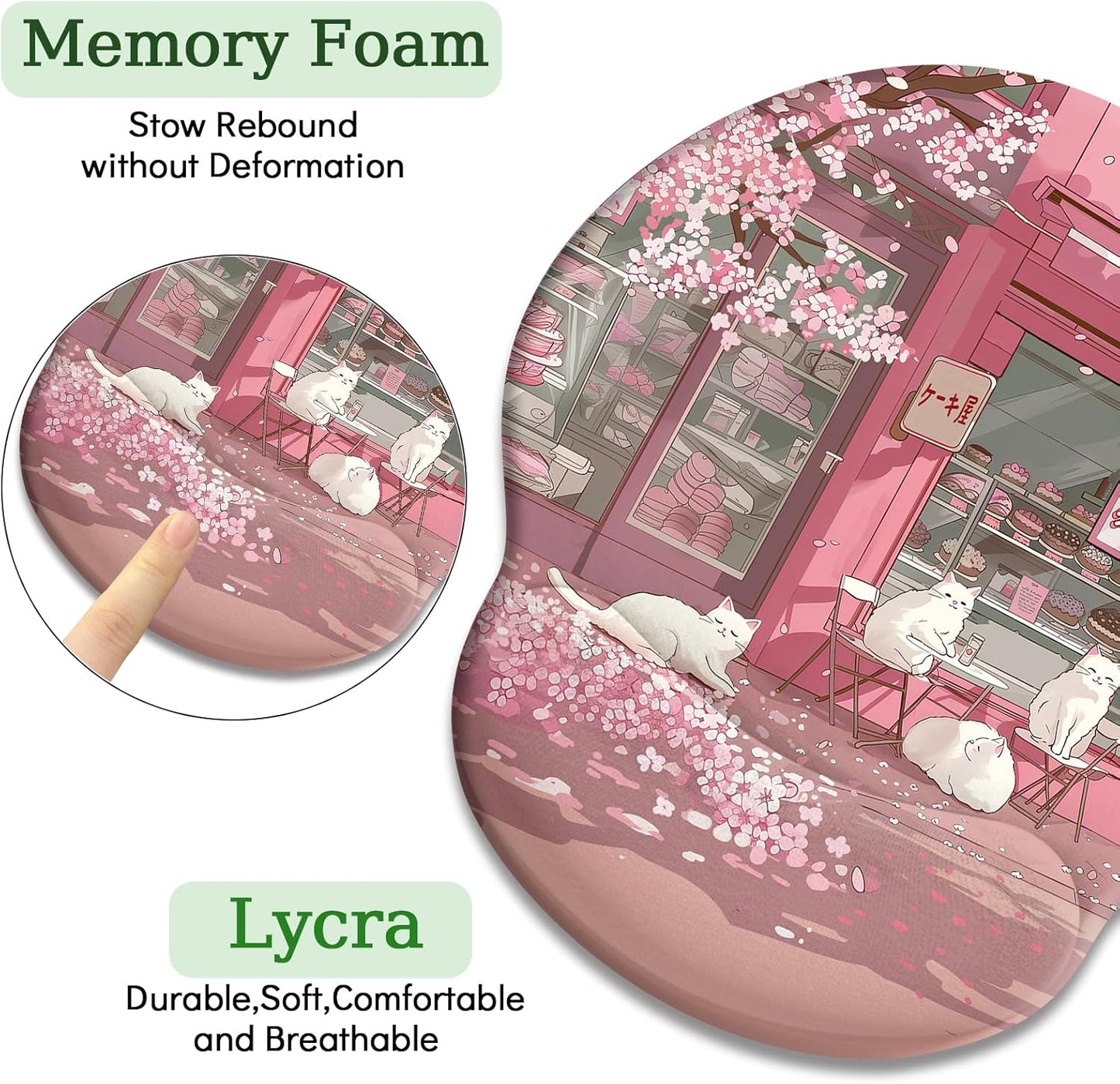 LIMKRIAN Cat Ergonomic Mouse Pad with Wrist Rest, Gaming Mouse Pad with Wrist Support, Funny Mouse Pads for Desk, Computer Mousepad with Non-Slip Pain Relief PU Base, Cute Office Desk Accessories