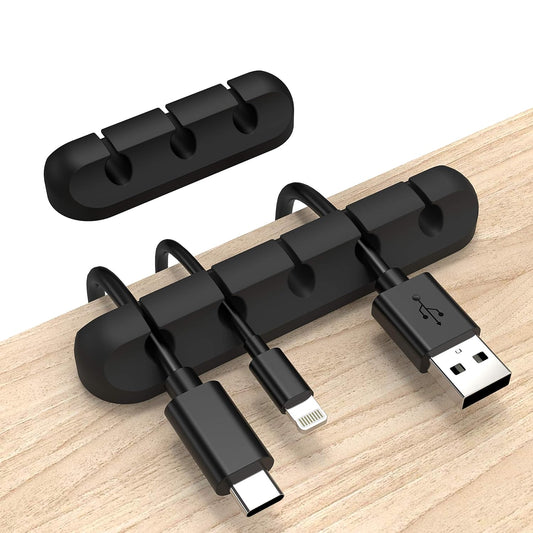 INCHOR White Cable Clips, Cord Organizer Cable Management, Cable Organizers USB Cable Holder Wire Organizer Cord Clips, 2 Packs Cable Straps for Desk Car Home and Office (5, 3 Slots)