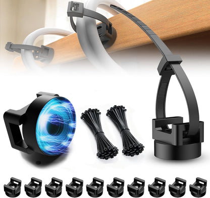 110 Pcs Magnetic Zip Tie Mount Base 26lbs Strong Magnetic Zip Tie Holder Multipurpose Magnet Cable Tie Clips Holder Wire Management Clips for Home Office Marine Electrical Wiring Organization Black
