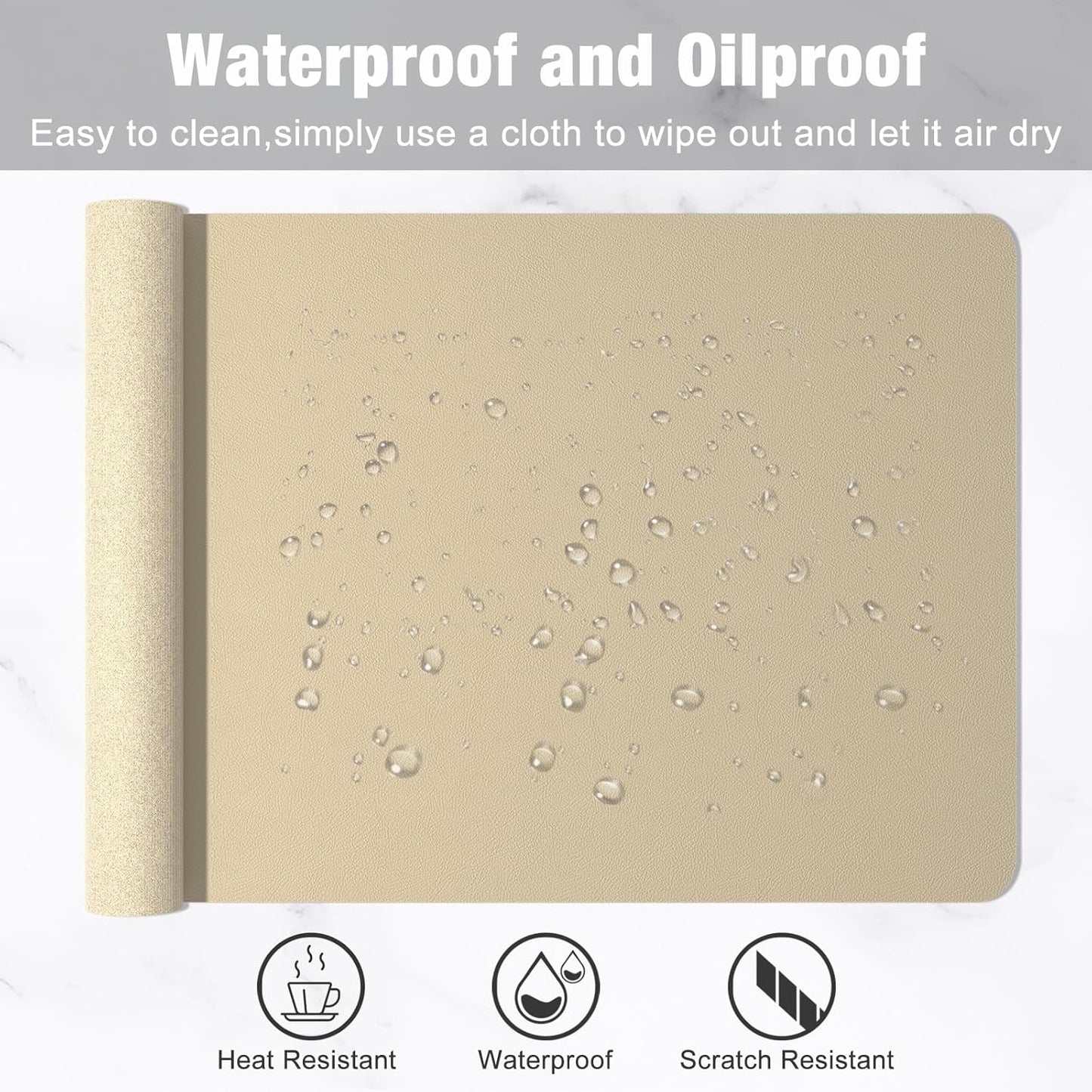 Hsurbtra Desk Pad, 23.6" x 13.8" PU Leather Desk Mat, M Extended Mouse Pad, Waterproof Desktop Blotter Protector, Non-Slip Ultra Thin Small Laptop Keyboard Writing Mat for Office Home, Pink